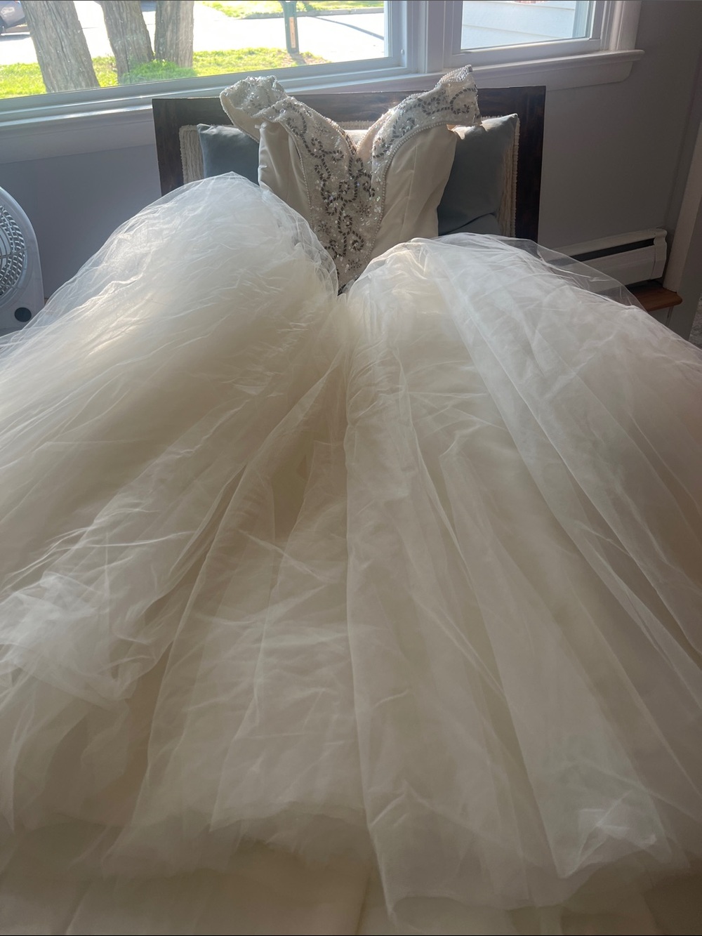 Gorgeous beaded and tule wedding ballgown! Ivory color.